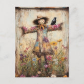 Kleurrijke volkskunst vogelverschrikker met wilde briefkaart (Voorkant)