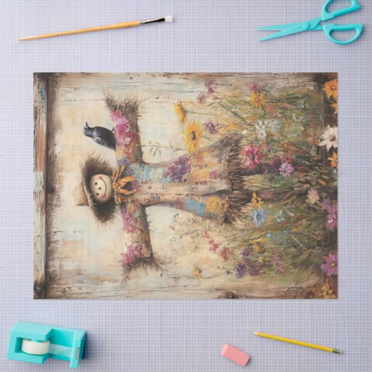 Kleurrijke volkskunst vogelverschrikker met wilde  tissuepapier (Craft)