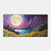 Kleurrijke Volle Maan Desk Mat – Levendige Nacht & (Voorkant)
