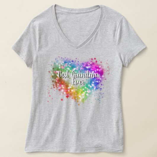 Kleurrijke vonkende glitter hart beste oma ooit t-shirt (Laagn)