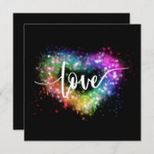 Kleurrijke vonkende glitter hart liefde script kaart (Voorkant / Achterkant)