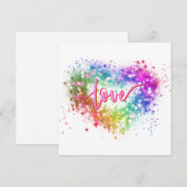 Kleurrijke vonkende glitter hart liefde script kaart (Voorkant / Achterkant)