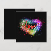 Kleurrijke vonkende glitter hart liefde script kaart (Voorkant / Achterkant)