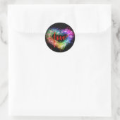 Kleurrijke vonkende glitter hart liefde script ronde sticker (Tas)