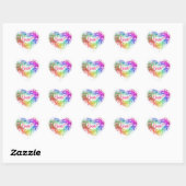 Kleurrijke vonkende glitter hart liefde script sticker (Vel)