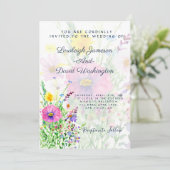 Kleurrijke voorjaarsbloemen, aangepast bruiloft kaart (Staand voorkant)