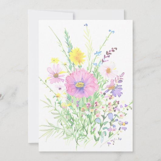 Kleurrijke voorjaarsbloemen, aangepast bruiloft kaart (Achterkant)