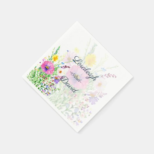 Kleurrijke voorjaarsbloemen, aangepast bruiloft servet (Hoek)