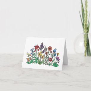 Kleurrijke voorjaarsbloemen Bedankt kaart