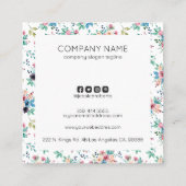 Kleurrijke voorjaarsbloemen patroon vierkantsbusin vierkante visitekaartje (Achterkant)