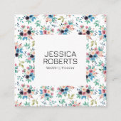 Kleurrijke voorjaarsbloemen patroon vierkantsbusin vierkante visitekaartje (Voorkant)