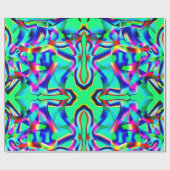 Kleurrijke vormen en groene achtergrond cadeaupapier (Vlak)