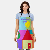 Kleurrijke Vormen Huischool Moeder Schort (Gedragen)