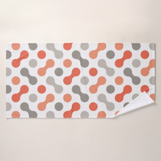 Kleurrijke vormen (koraal en grijs) badhanddoek (Badhanddoek)