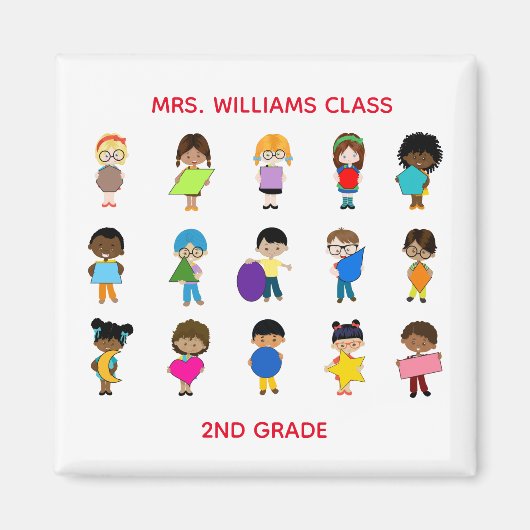 Kleurrijke vormen multiculturele kinderen magneet (Voorkant)