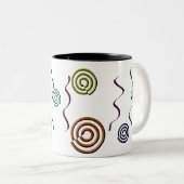Kleurrijke vormen tweekleurige koffiemok (Voorkant rechts)