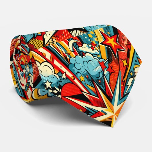 Kleurrijke vormen verweven in Abstracte stijl Stropdas (Opgerold)