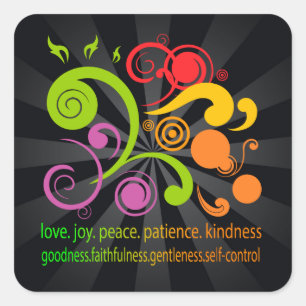 Kleurrijke vormen, vruchten van de gedistilleerde  vierkante sticker