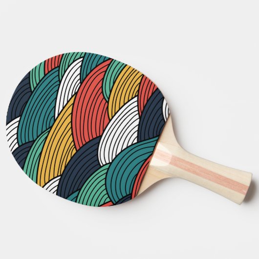 Kleurrijke vormgeving van golven tafeltennisbatje (Zijkant)
