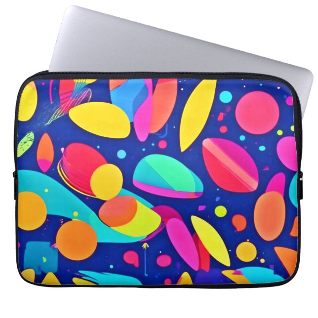 Kleurrijke Vormlandschap Kunst Laptop Sleeve (Voorkant)