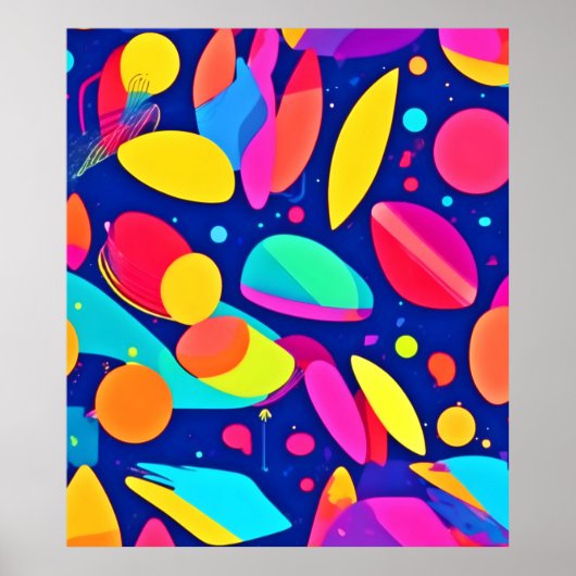 Kleurrijke Vormlandschap Kunst Poster (Voorkant)
