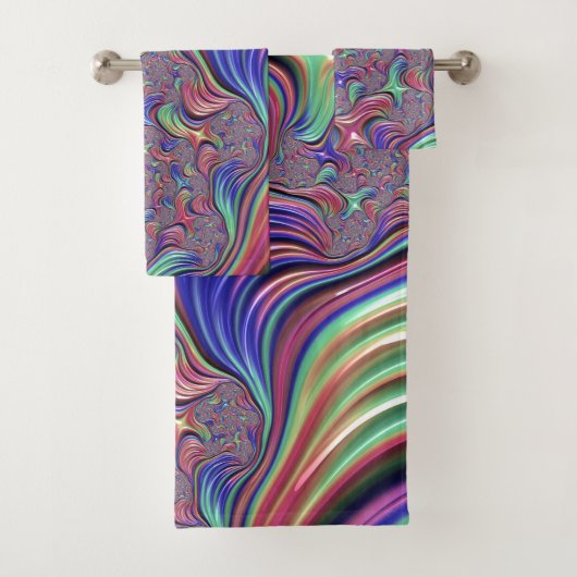 Kleurrijke Vortex Abstract Trippy Spiraal Fractaal Bad Handdoek (Insitu)