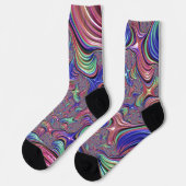 Kleurrijke Vortex Abstract Trippy Spiraal Fractal Sokken (Links)