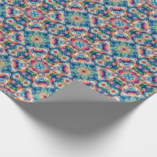 Kleurrijke Vortex Tegel Pattern Cadeaupapier (Hoek)