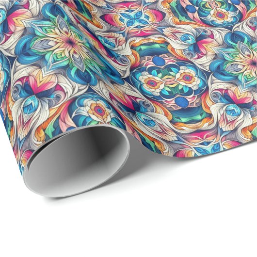 Kleurrijke Vortex Tegel Pattern Cadeaupapier (Rol Hoek)