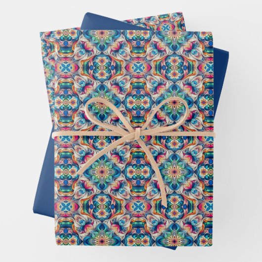 Kleurrijke Vortex Tegel Pattern Inpakpapier Vel (In situ)