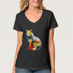 Kleurrijke vos kunstwerk geometrische dier kunst v t-shirt