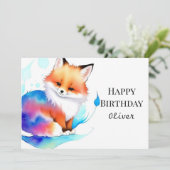 Kleurrijke Vos Verjaardag Vol Fantasie Kaart (Staand voorkant)