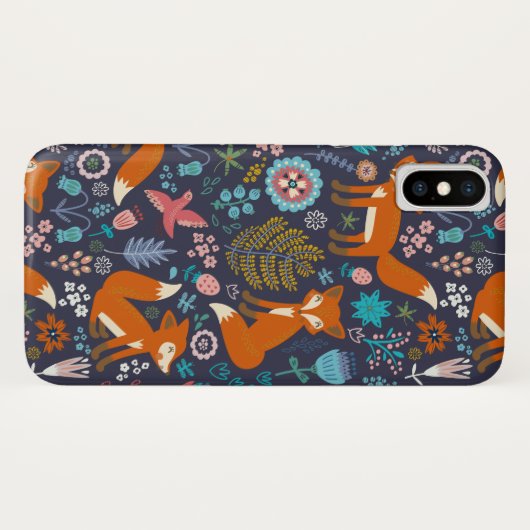 Kleurrijke vossen vogels & bloemen illustratie Case-Mate iPhone case (Achterkant (horizontaal))