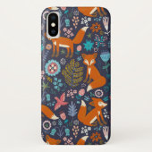 Kleurrijke vossen vogels & bloemen illustratie Case-Mate iPhone case (Achterkant)