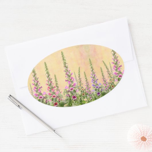 Kleurrijke vossenhandschoen bloemen ovale sticker (Envelop)