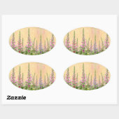 Kleurrijke vossenhandschoen bloemen ovale sticker (Vel)