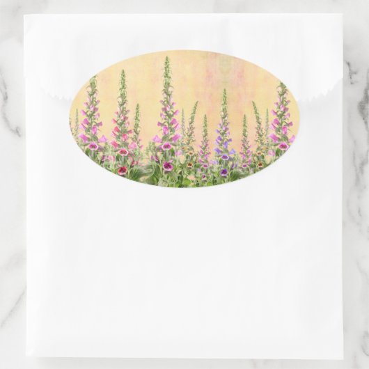 Kleurrijke vossenhandschoen bloemen ovale sticker (Tas)