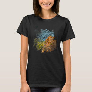 Kleurrijke Vrede Bloem Mandala Bloemen Patroon Wit T-shirt