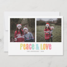 Kleurrijke Vrede en Liefde Twee Foto Kerstmis