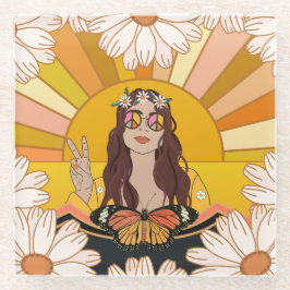 Kleurrijke vrede glazen onderzetter