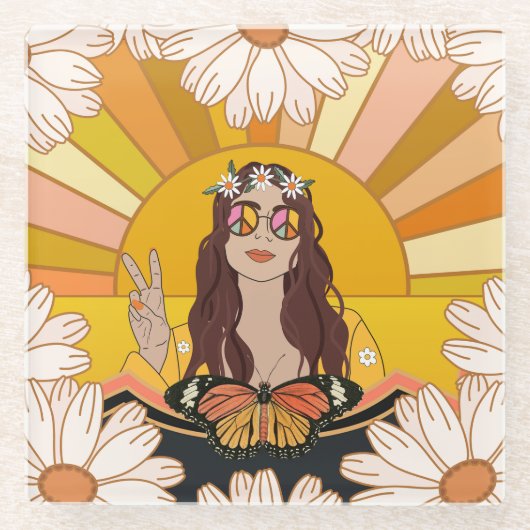 Kleurrijke vrede glazen onderzetter (Voorkant)