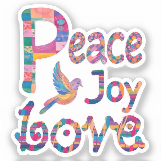 Kleurrijke Vrede Liefde Joy Kerstmis & Chanoeka Sticker (Voorkant)