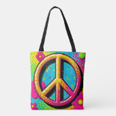 Kleurrijke Vrede & Liefde Sfeer Tote Bag (Achterkant)