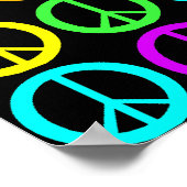 Kleurrijke VREDE met vredestroepen Poster (Hoek)