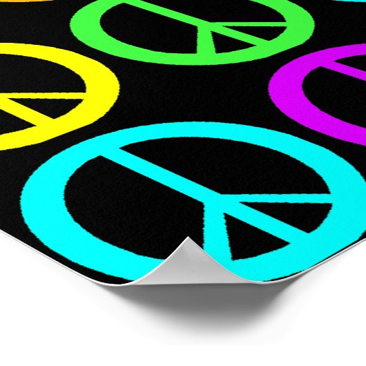 Kleurrijke VREDE met vredestroepen Poster (Hoek)