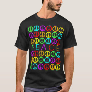 Kleurrijke VREDE met vredestroepen T-shirt