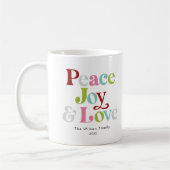 Kleurrijke Vrede Vreugde & Liefde Retro Kerstmis F Koffiemok (Links)