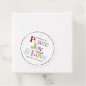 Kleurrijke Vrede Vreugde & Liefde Retro Kerstvakan Bedankjes Labels (In situ)