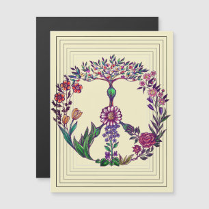 Kleurrijke Vredes Bloemige Cute Boho Hippie Hartve Magnetische Uitnodiging