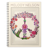 Kleurrijke Vredes Bloemige Cute Boho Hippie Hartve Notitieboek (Voorkant)